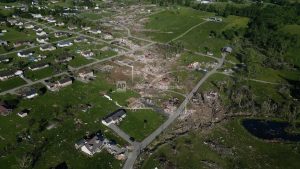 Drone video shows path of destruction tornado carved through Kentucky town
