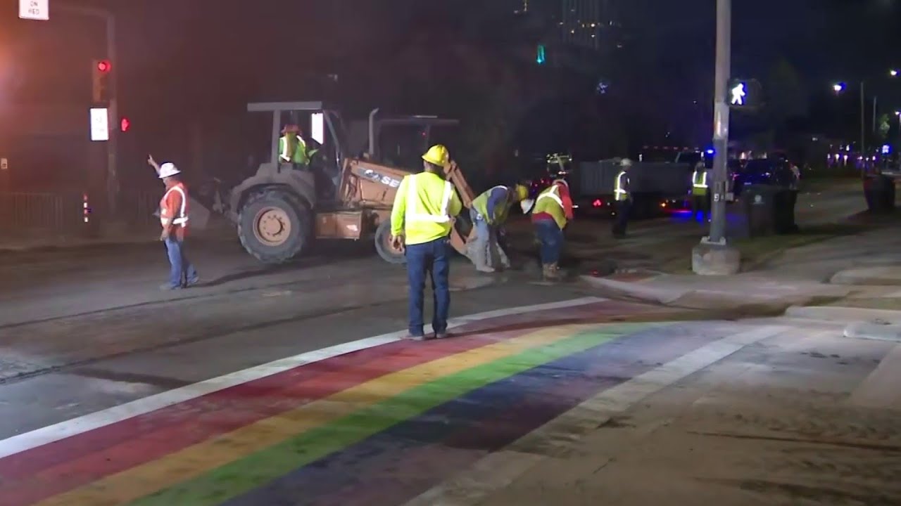 Removal of rainbow crosswalk sparks protest