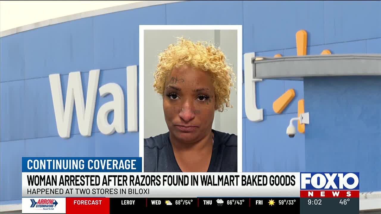 Biloxi PD arrests Texas woman in connection to razor blades found in bakery items at Walmart store