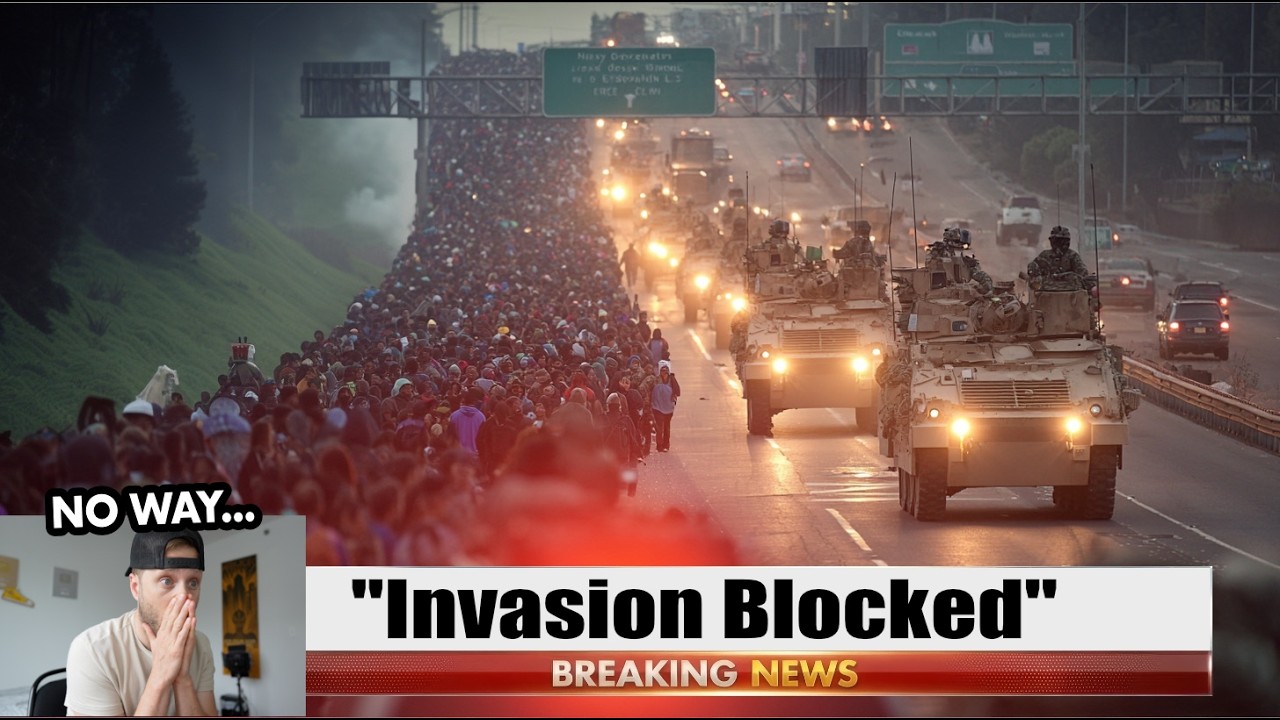 “INVASION” CONVOY FLOODS Freeway… Texas ‘Marines’ SEAL EXITS, MARCH Illegals to MEXICO