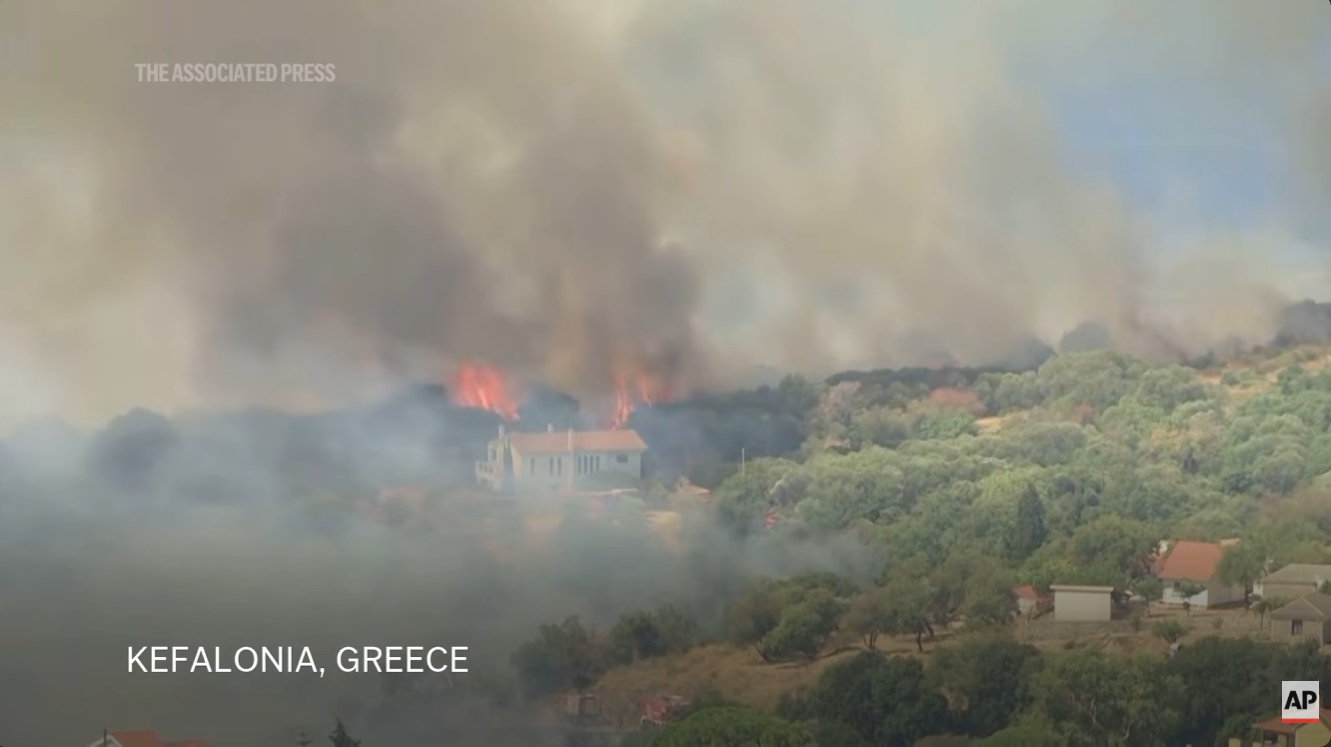 A wildfire on the Greek island of Kefalonia triggers evacuations