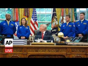Trump honors Artemis II crew and calls International Space Station from Houston