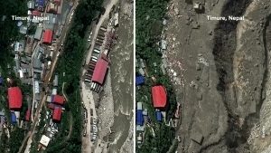 Satellite images show Nepali communities before and after floods