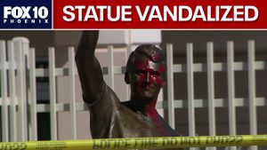 Charlie Kirk TPUSA memorial statue defaced with spray paint in Tempe | FOX 10 Phoenix