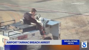 Video shows man steal airline vehicle at SoCal airport