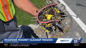 Georgia man uses magnet to remove nails, screws from roadways and save tires
